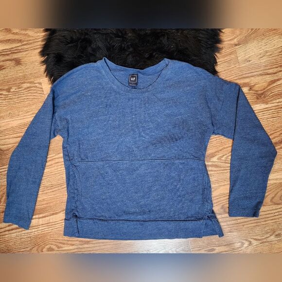 GAP Heathered Blue Crew Neck Sweatshirt Size L - Picture 1 of 3